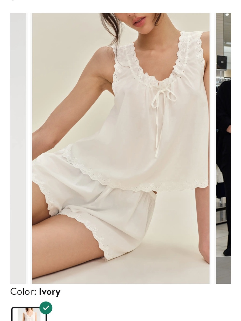 Reformation Ivory Eyelet-Trim Sleep Set - Women’s Intimates
